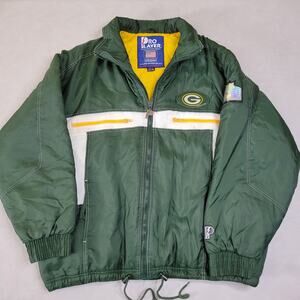 Men’s Vintage NFL Pro Player Green Bay Packers Full Zip Puffer Jacket Size XL